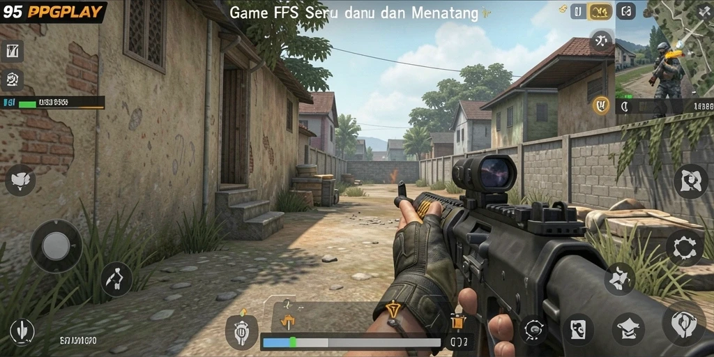 Screenshot menunjukkan aksi seru dalam game FPS 95PGPLAY.
