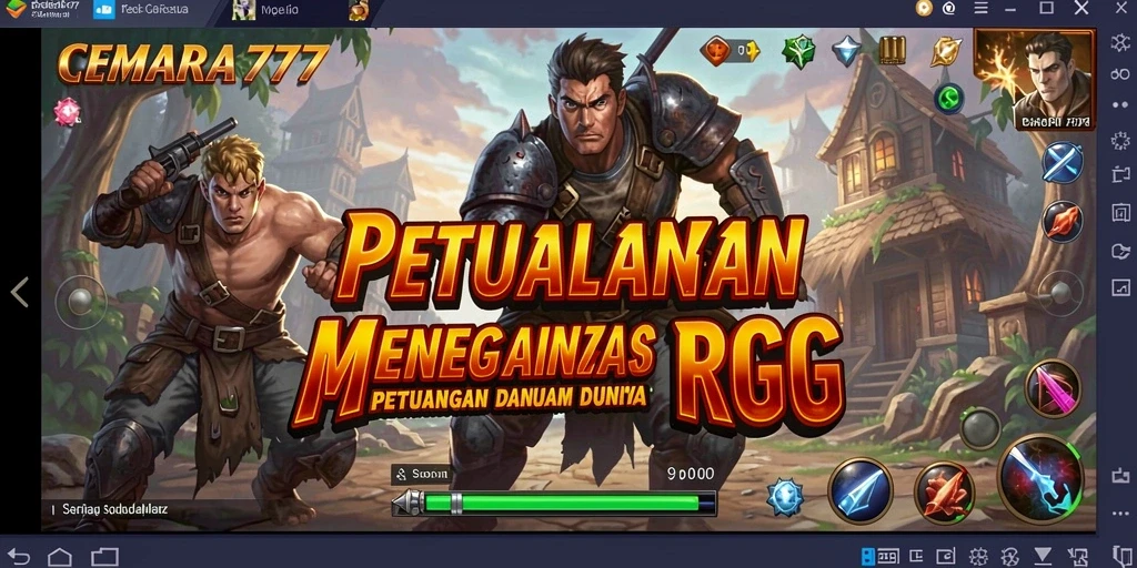Tampilan gameplay CEMARA777 dengan aksi pertempuran RPG yang mendebarkan.