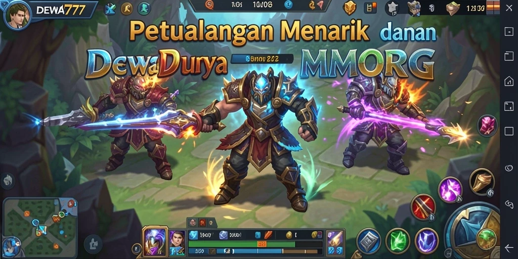 Screenshot gameplay DEWA777 menampilkan pertarungan epic di dunia MMORPG.