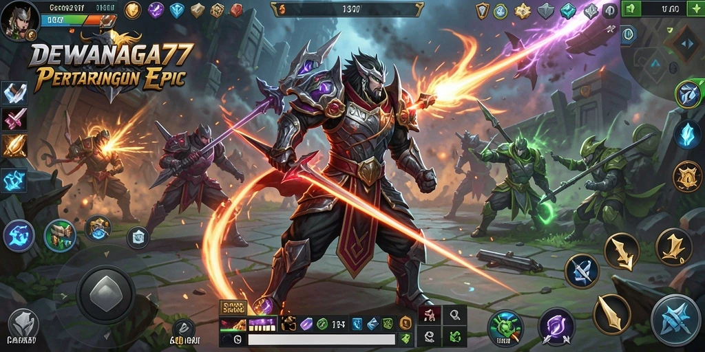 Screenshot DEWANAGA77 menampilkan pertarungan strategis yang mendebarkan.