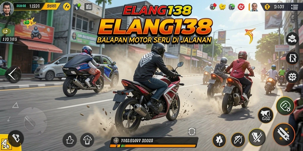 Tampilan gameplay balapan motor yang mendebarkan di ELANG138.