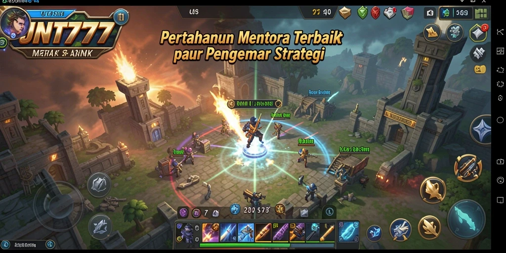 Screenshot JNT777 menampilkan aksi seru dalam Tower Defense.