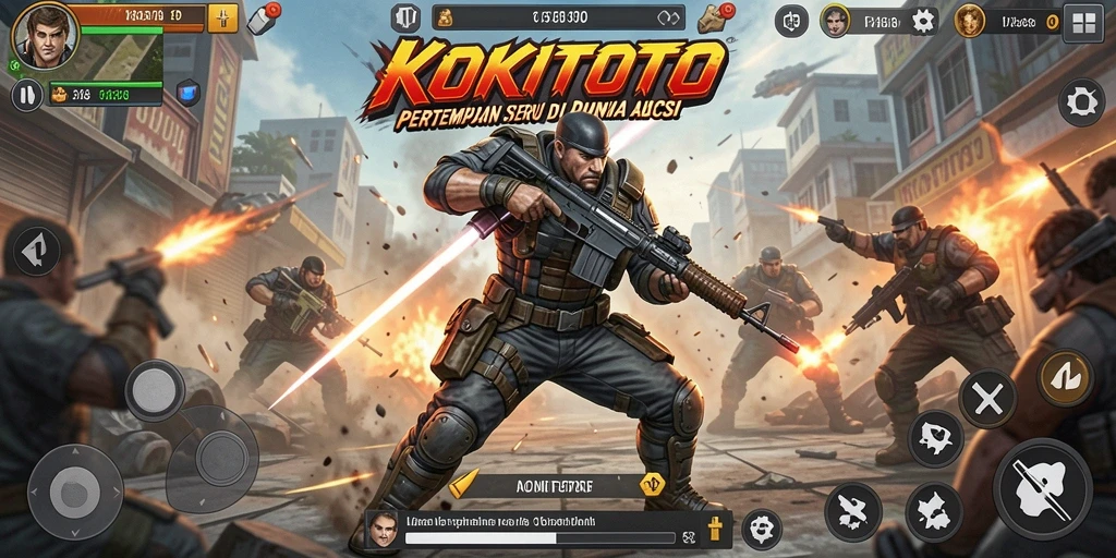 Tangkapan layar KOKITOTO menampilkan aksi pertarungan yang seru dan mendebarkan.