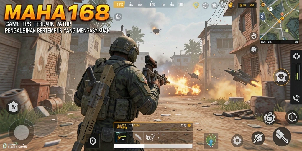 Screenshot gameplay MAHA168 menampilkan aksi pertempuran yang intens.