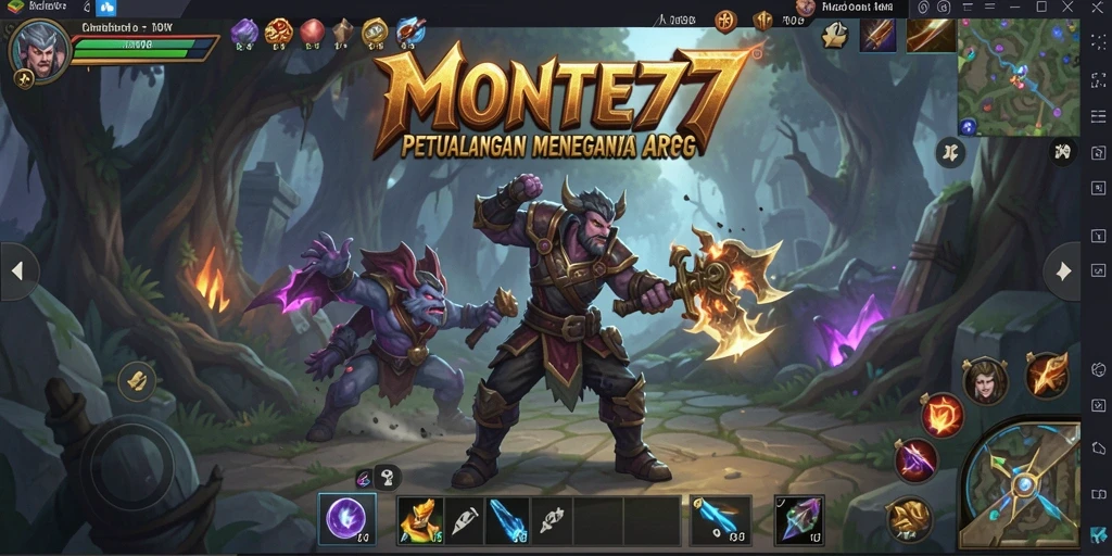 Tampilan mendebarkan gameplay ARPG dalam MONTE77.