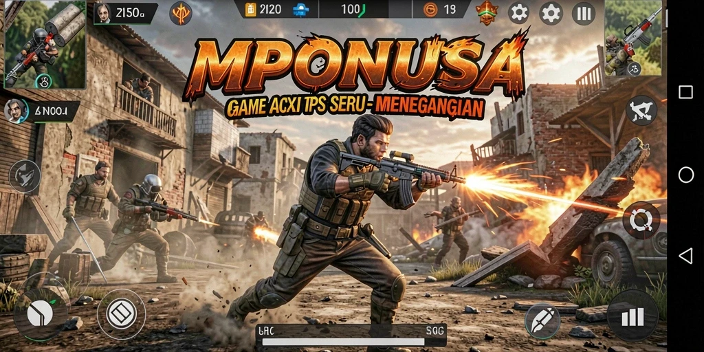 Tampilan utama gameplay MPONUSA dengan aksi menegangkan.