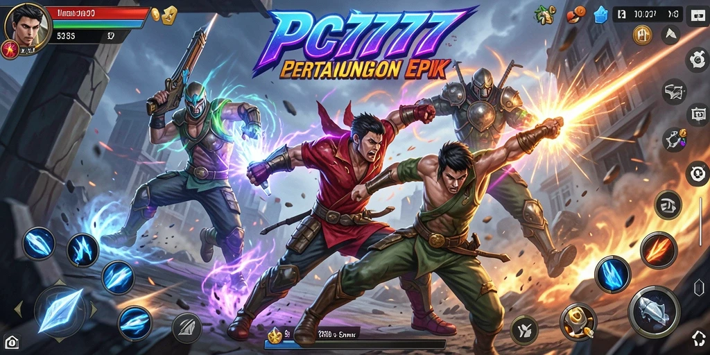 Tangkapan layar utama PC777 menampilkan aksi pertempuran yang mendebarkan.