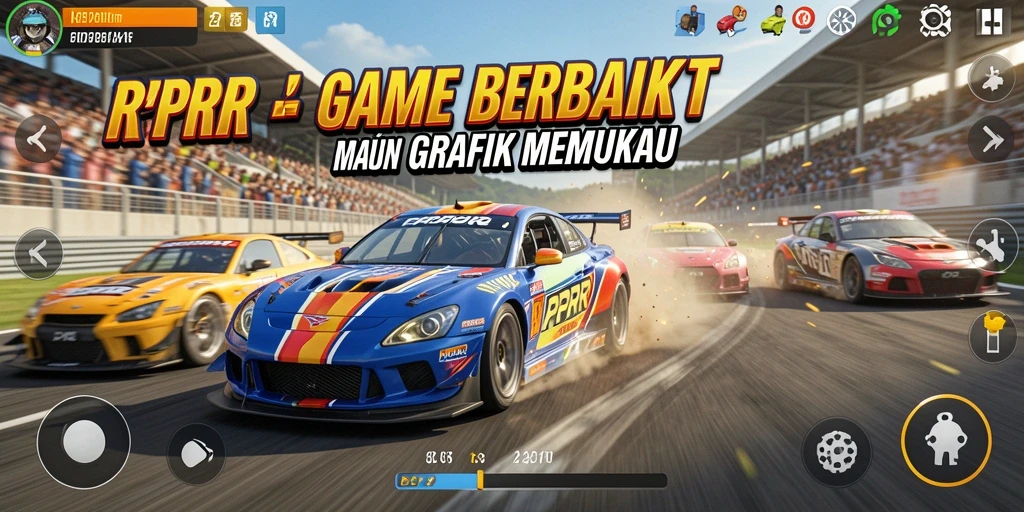 Tampilan aksi balap seru dalam RPRR dengan grafik menawan.