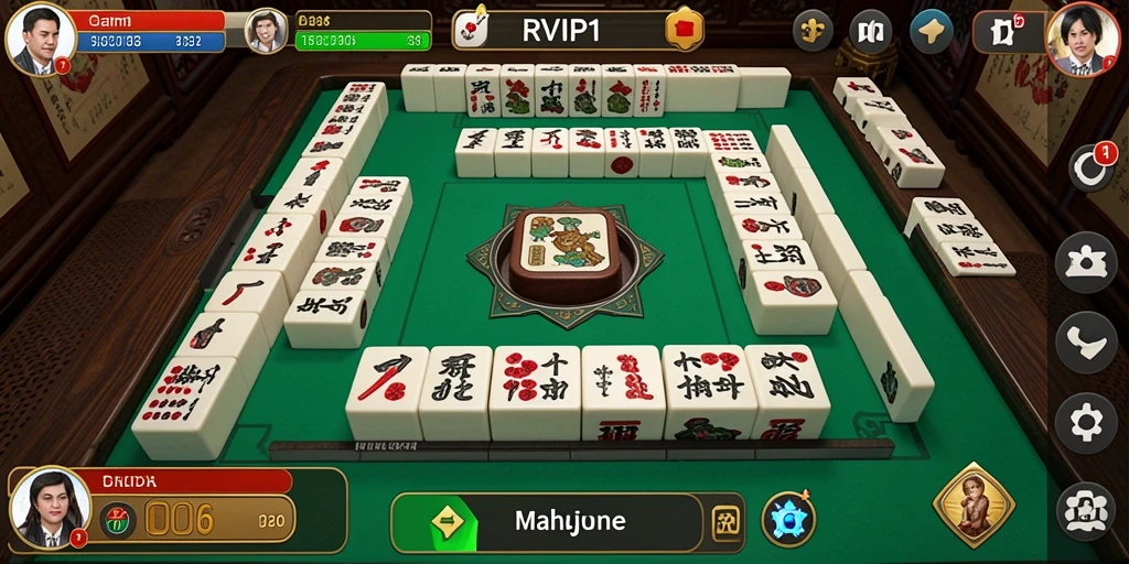 Screenshot gameplay RVIP1 yang menunjukkan serunya bermain Mahjong.