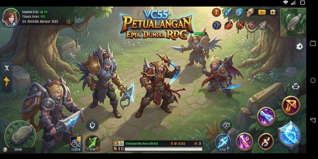 Tampilan gameplay RPG yang menakjubkan dari VC55 dengan karakter heroik.